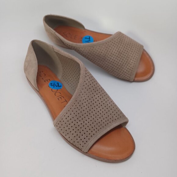 Sole Society Flats Colvan Perforated Suede D'Orsay Style Slip On Womens 7.5 NEW - Picture 6 of 13